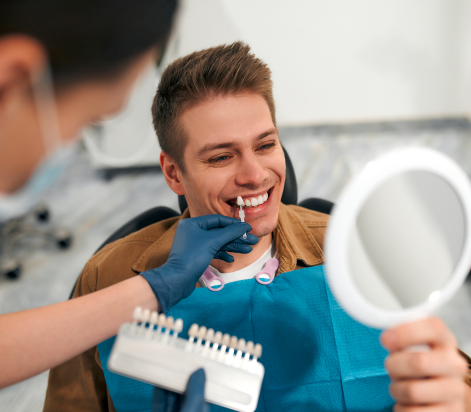 patient with teeth color display
